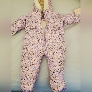 Lilac Floral Quilted Baby Snowsuit